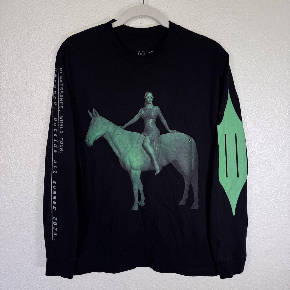 Beyoncé Renaissance World Tour Shirt Medium Concert Tee Green Horse Long Sleeve